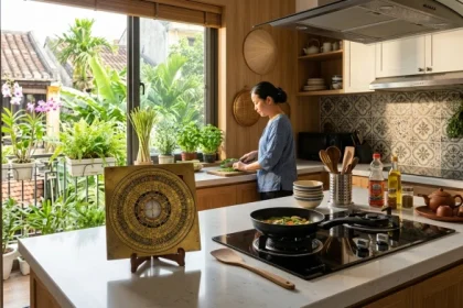 Căn bếp hiện đại tại Việt Nam được đo đạc la bàn cẩn thận để chọn hướng bếp hợp tuổi mùi chuẩn phong thủy