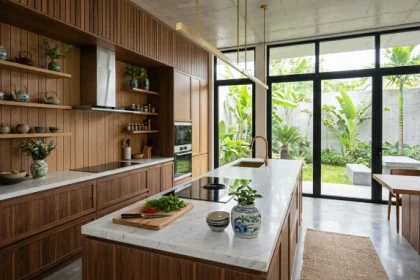 Không gian nhà bếp hiện đại tại Việt Nam với thiết kế chuẩn phong thủy giúp xác định hướng bếp hợp tuổi sửu chính xác