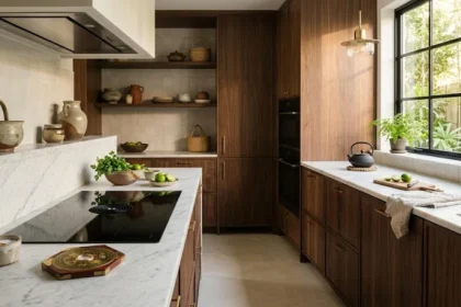 Không gian bếp hiện đại mang phong cách kiến trúc Việt Nam được thiết kế vị trí và hướng bếp hợp tuổi thân