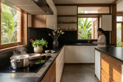 Không gian bếp hiện đại tại Việt Nam với hướng bếp hợp tuổi thìn mang lại tài lộc và bình an cho gia chủ