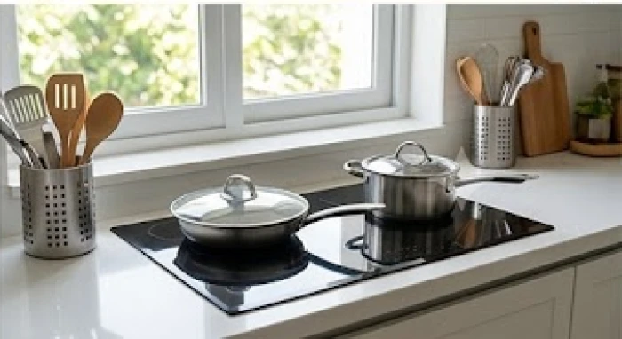 Bếp từ hiện đại được bố trí quay về hướng Tây Bắc để luồng nhiệt tỏa ra đón vượng khí