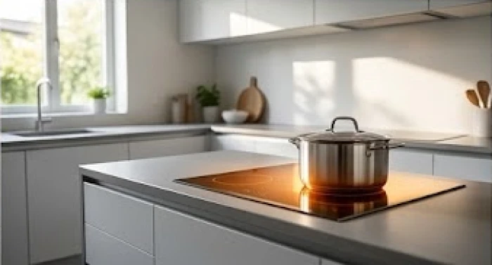 Căn bếp hiện đại sạch sẽ với mặt bếp quay về hướng sinh khí đón luồng gió mát