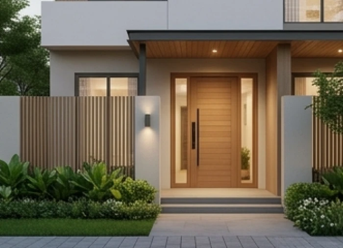 Thiết kế lối vào căn hộ hiện đại tránh mở cửa trực diện về hướng Tuyệt Mệnh và Ngũ Quỷ bảo vệ bình an cho gia chủ Kỷ Mão