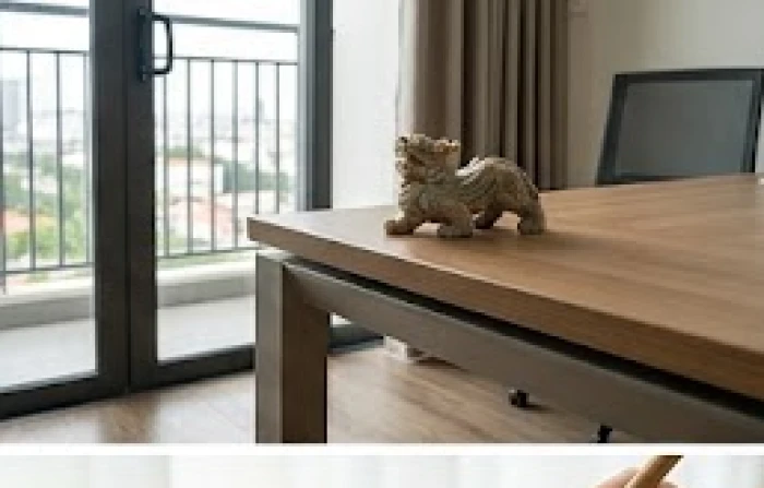 Tỳ hưu đặt góc chéo trên bàn làm việc với đầu hướng ra ngoài cửa chính đón vượng khí