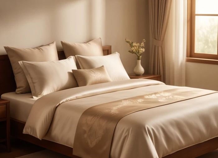 Chiếc giường ngủ êm ái được xoay lệch khỏi trục Đông Tây để bảo vệ giấc ngủ gia chủ
