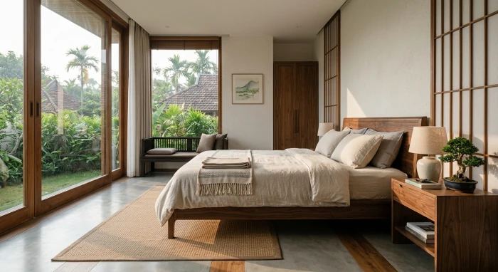 Không gian phòng ngủ hiện đại với cách bố trí hướng giường ngủ hợp tuổi tuất giúp mang lại bình an và tài lộc