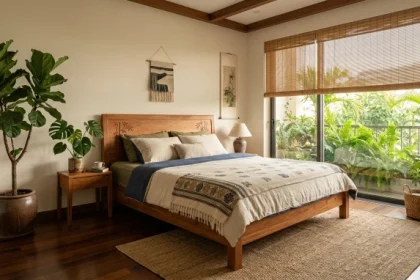 Phòng ngủ hiện đại mang đậm nét văn hóa Việt Nam với hướng giường ngủ hợp tuổi tỵ chuẩn phong thủy