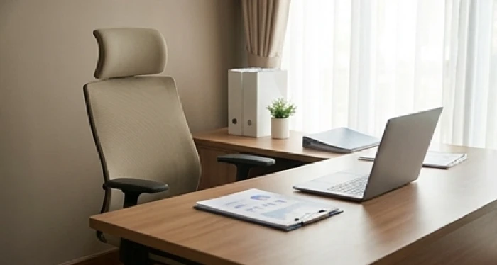Góc làm việc cá nhân có chiếc ghế tựa vững chắc quay mặt về phương vị Sinh Khí
