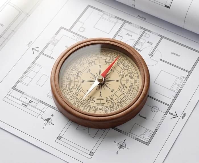 La bàn phong thủy Bát Trạch định vị các hướng Sinh Khí và Phục Vị tốt lành cho nam nữ mạng tuổi Nhâm Dần