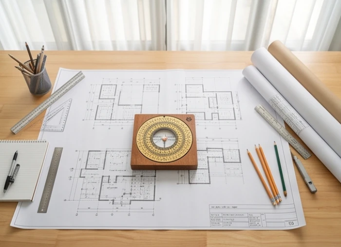 Mô hình nhà phố hiện đại kết hợp la bàn Bát Trạch xác định hướng mặt tiền cho Đông tứ và Tây tứ mệnh