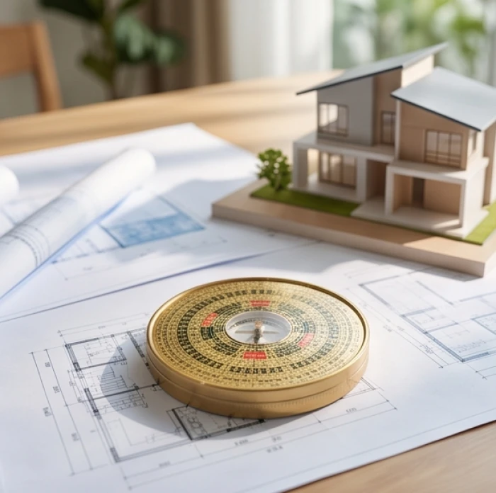 Mô hình la bàn phong thủy xác định các hướng cát lợi cho không gian sống của nam gia chủ sinh năm 1994