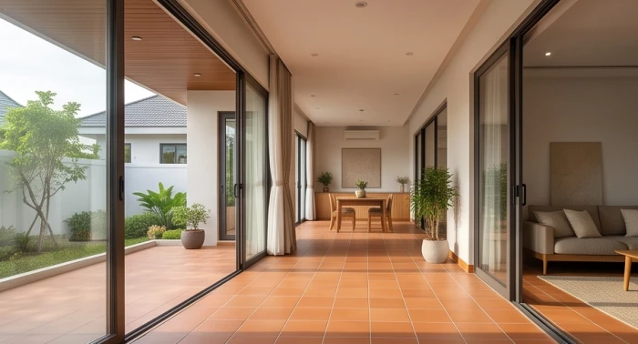 Gian phòng khách hướng Tây Bắc đón ánh sáng nhẹ nhàng phù hợp phong thủy nữ mạng cung Càn