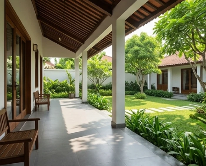 Không gian hiên nhà hướng Sinh Khí đón nắng sớm lành mạnh dành cho gia chủ Nhâm Thìn 1952 nam và nữ mạng