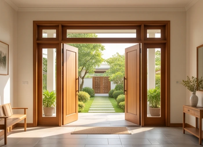 Thiết kế cửa chính ngôi nhà đón hướng Sinh Khí mang lại sinh khí dồi dào cho gia chủ tuổi Đinh Dậu