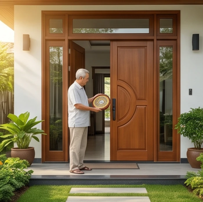 Gia chủ đo đạc phương hướng la bàn trước cửa nhà xác định hướng nhà tốt cho tuổi ất dậu 1945