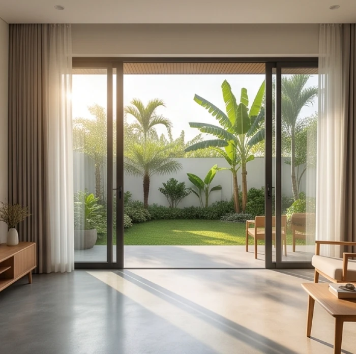 Phòng khách thoáng đãng quay về hướng Tây Nam đón sinh khí dành cho gia chủ tuổi Bính Thân