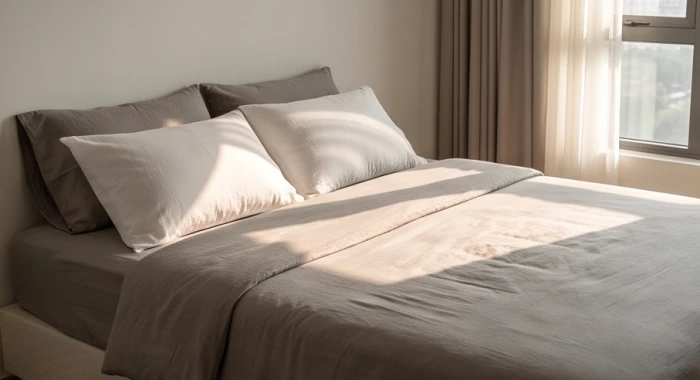 Góc giường ngủ yên tĩnh quay về hướng Thiên Y hỗ trợ cải thiện giấc ngủ và phục hồi sức khỏe