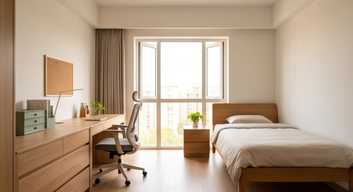 Không gian phòng ngủ và góc học tập thông thoáng quay về hướng sinh khí tốt cho nam nữ tuổi mậu tý 2008