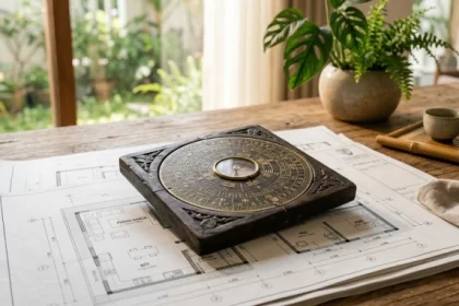 Mô hình la bàn bát trạch trên bản vẽ thiết kế nhà ở giúp gia chủ hiểu rõ hướng tuyệt mệnh là gì