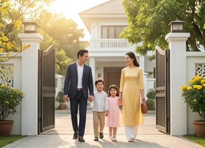Gia chủ mặc trang phục truyền thống chỉnh tề xuất hành qua cổng chính về hướng Nam để đón Hỷ Thần đầu xuân Đinh Mùi