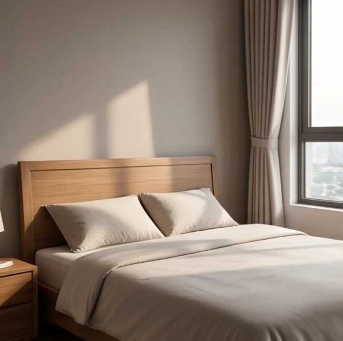 Phòng ngủ yên tĩnh với đầu giường đặt tựa tường vững chắc quay về hướng Thiên Y cải thiện giấc ngủ gia chủ