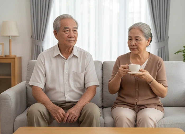 Ông và bà tuổi Tân Tỵ 1941 cùng ngồi bên nhau thể hiện sự trầm tĩnh của nam giới và nét tháo vát của nữ giới