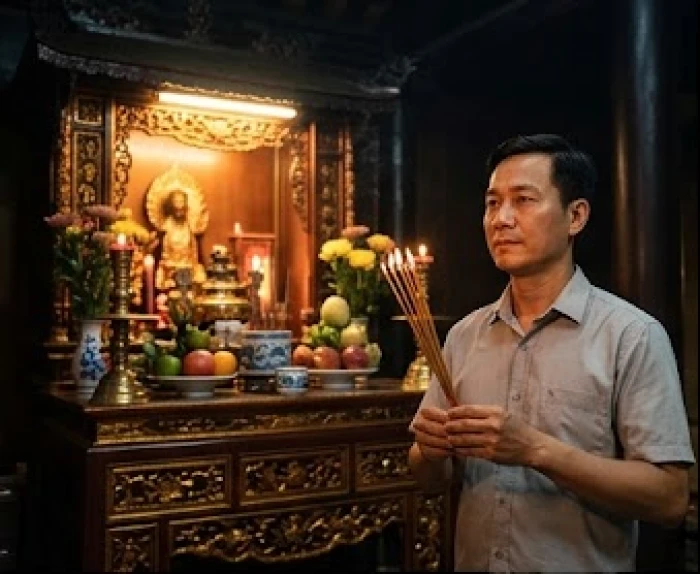 Người đàn ông mệt mỏi kiểm tra giấy tờ bên cạnh chiếc xe bị hỏng giữa chuyến đi xa