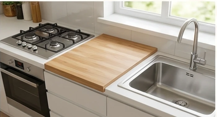 Khu vực bếp nấu và bồn rửa được thiết kế cách nhau tối thiểu 60cm để tránh xung khắc Thủy Hỏa