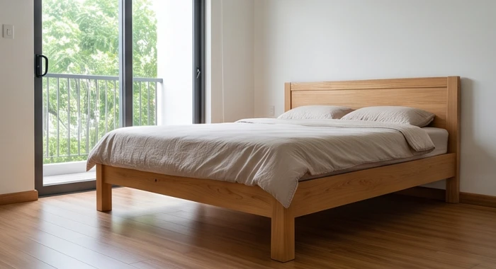 Giường ngủ gỗ tự nhiên được bố trí cách xa cửa sổ tối thiểu 50 cm giúp bảo vệ sức khỏe cho người lớn tuổi 1945