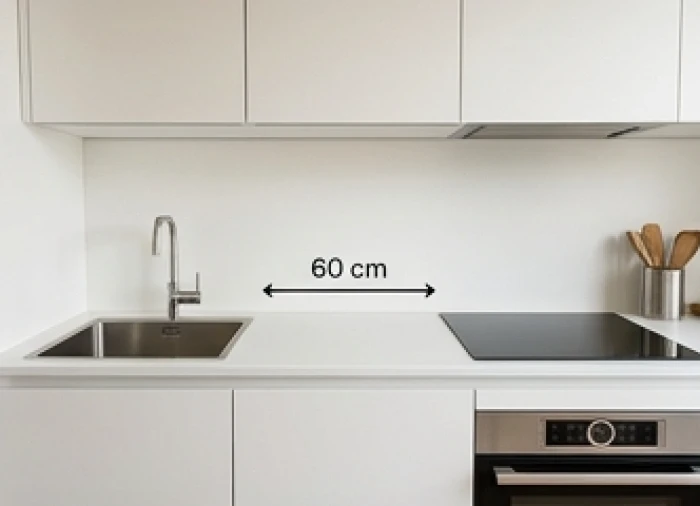 Bố trí bếp nấu cách bồn rửa tối thiểu 60cm đảm bảo an toàn thao tác và đúng chuẩn phong thủy