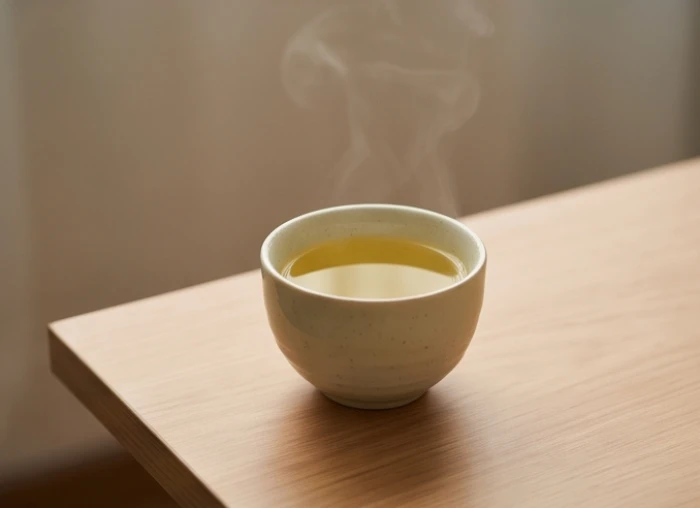 Tách trà nóng đặt trên bàn gỗ tượng trưng cho khoảng lặng cần thiết để hạ nhiệt các mâu thuẫn