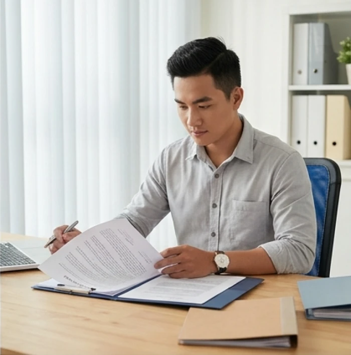 Doanh nhân trẻ tuổi Kỷ Mão chuẩn bị kế hoạch khởi sự kinh doanh và ký kết hợp đồng dự án