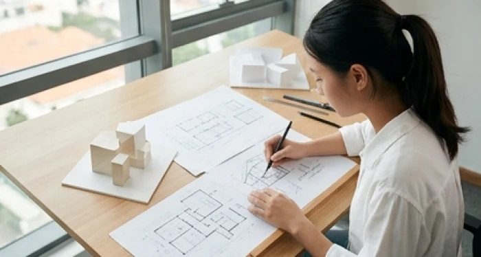 Học sinh tân mão thực hành vẽ kỹ thuật và thiết kế kiến trúc chuẩn bị định hướng khối ngành sáng tạo