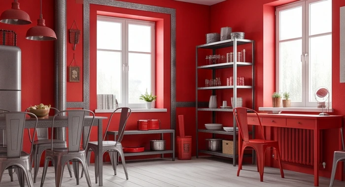 Căn phòng lạm dụng gam màu đỏ rực rỡ có thể gây cảm giác ngột ngạt và hao tổn năng lượng cho người mệnh Kim