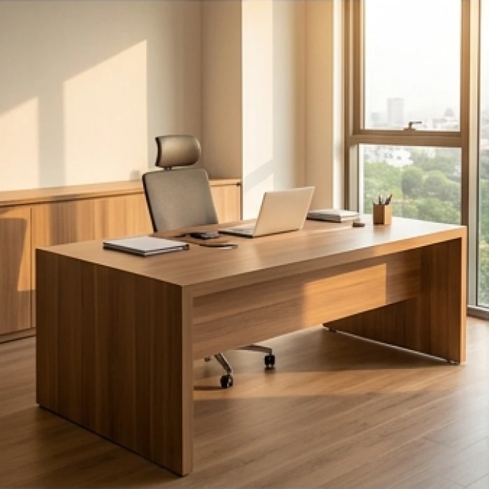 Bàn làm việc gỗ rộng rãi đạt chuẩn kích thước Lỗ Ban đặt đúng hướng bàn làm việc hợp tuổi Ngọ
