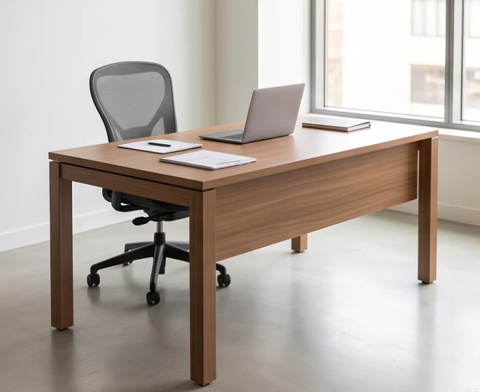 Bàn làm việc gỗ có kích thước đạt chuẩn cung cát theo thước lỗ ban giúp người ngồi thoải mái và đón tài lộc