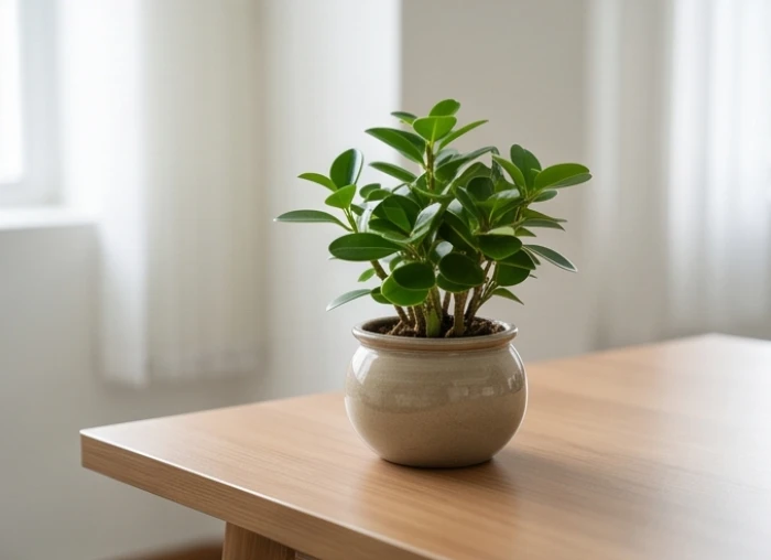 Chậu gốm nhỏ đường kính 10cm trồng cây cảnh xanh tươi cân đối trên bàn làm việc đạt chuẩn tỷ lệ ngũ hành cho tuổi Hợi