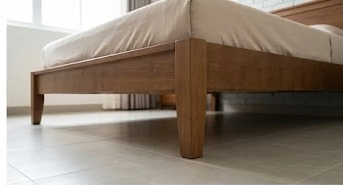 Khoảng trống gầm giường ngủ thông thoáng cao trên 20 cm giúp không khí lưu thông tối ưu suốt đêm