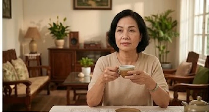 Vẻ mặt trầm ổn và điềm tĩnh của người lớn tuổi khi đối diện với những áp lực trong cuộc sống thường ngày