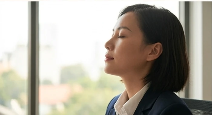 Dấu hiệu căng cơ hàm và ánh mắt phòng thủ thường xuất hiện khi bản mệnh Thổ đối diện với áp lực