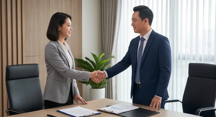 Hai đối tác kinh doanh ký kết hợp đồng sau khi đối chiếu kỹ lưỡng tuổi dần hợp tuổi nào để bảo đảm tài lộc chung