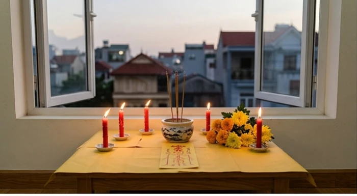 Người lớn tuổi tự kiểm tra chỉ số huyết áp tại nhà bằng máy đo hiện đại bên cạnh ly nước trà thảo mộc