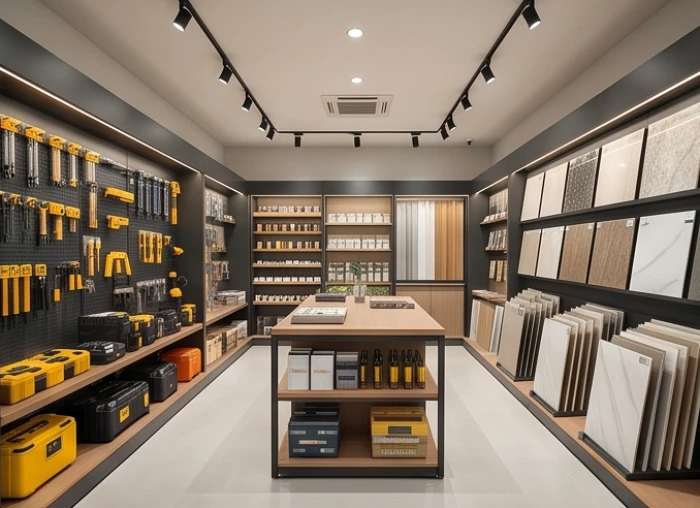 Không gian showroom trưng bày vật liệu xây dựng và đồ nội thất cao cấp do người tuổi Tuất quản lý