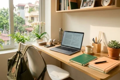 Bàn học trang trí phụ kiện màu xanh lá cây giải đáp thắc mắc kỷ sửu 2009 hợp màu gì chuẩn phong thủy