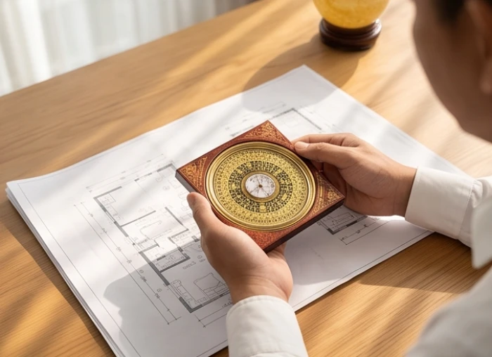 Sử dụng la bàn xác định vị trí hướng Sinh Khí tốt lành cho bàn làm việc của người tuổi Giáp Tý 1984