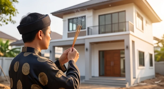 Người được mượn tuổi dâng hương báo cáo hoàn thành công trình và tiến hành chuộc nhà