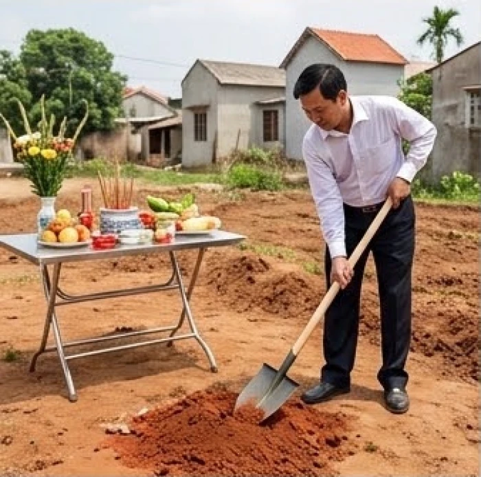 Nghi thức động thổ xây dựng nhà mới được thực hiện cẩn trọng cho người tuổi mậu tuất 1958