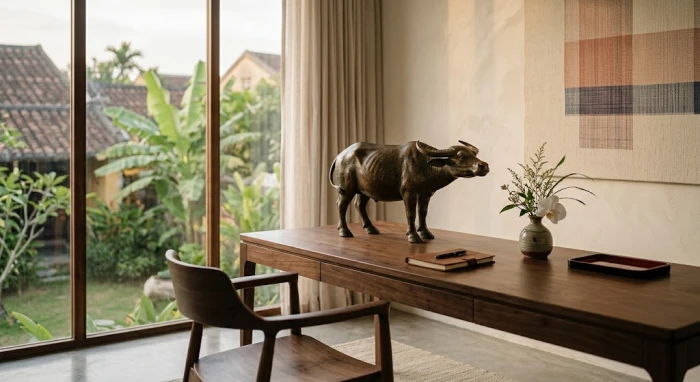 Bộ tượng trâu gà rắn bằng đồng là các linh vật phong thủy tuổi sửu giúp thu hút vượng khí