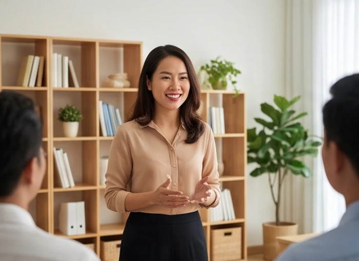 Chuyên gia tư vấn nữ Mậu Thìn chia sẻ kinh nghiệm đầy tận tâm trong buổi đào tạo chuyên môn ấm cúng