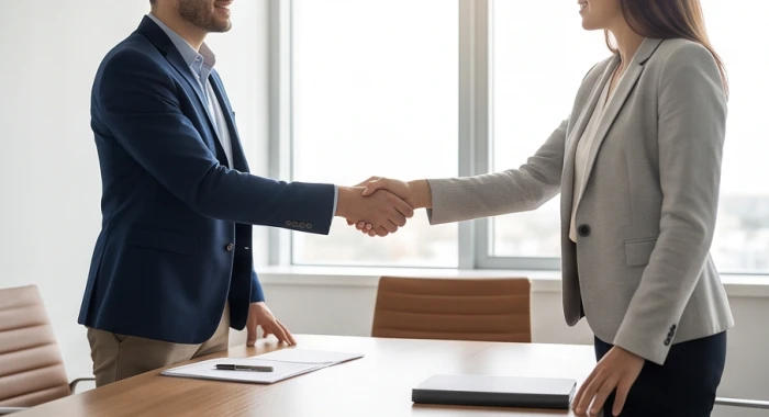 Cuộc thảo luận chiến lược giữa các đối tác trong không gian làm việc mở hiện đại và chuyên nghiệp.